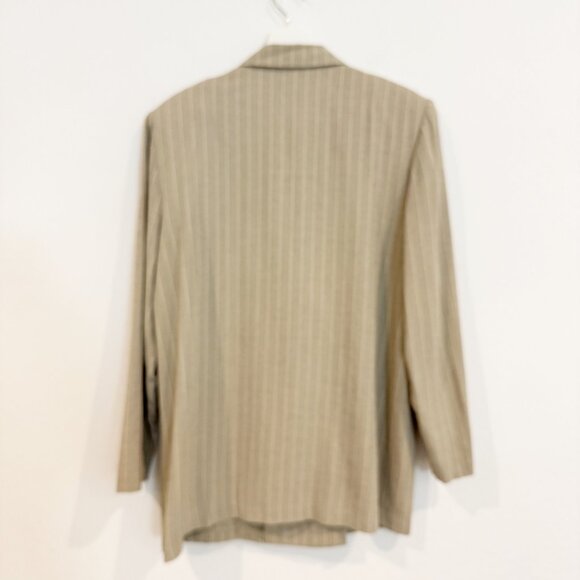 Vintage Pinstripe Double Breasted Oversized Blazer in Tan Menswear Size 16 - Picture 7 of 9